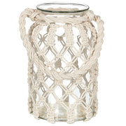 Lanterna in vetro per candela stile boho macramè barattolo di vetro decorazione per interni 31x20cm