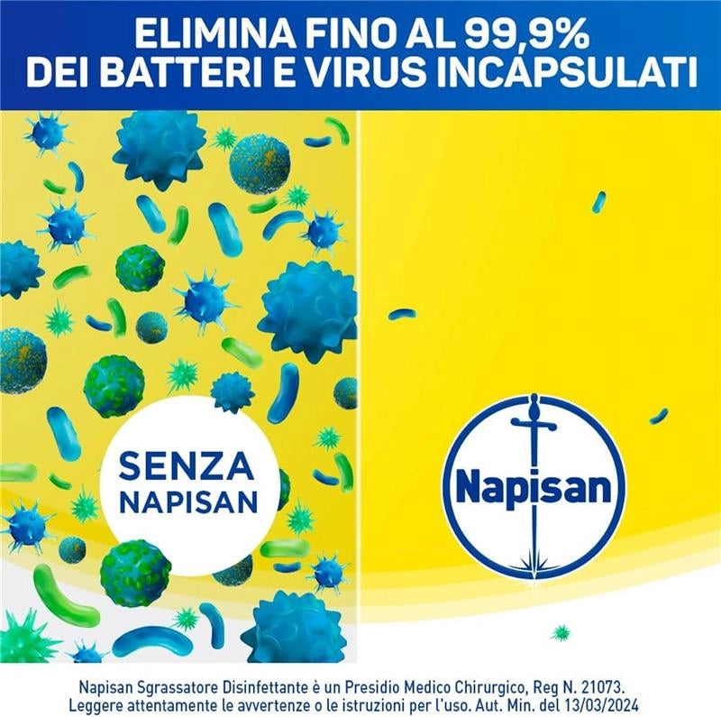 NAPISAN 12 SPRAY 740 ML L'UNO SGRASSATORE DISINFETTANTE SUPERFICI AL LIMONE ANTI BATTERI E VIRUS AZIONE RAPIDA