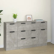 Set di Credenze 3 pz Grigio Cemento in Legno Multistrato 3115823