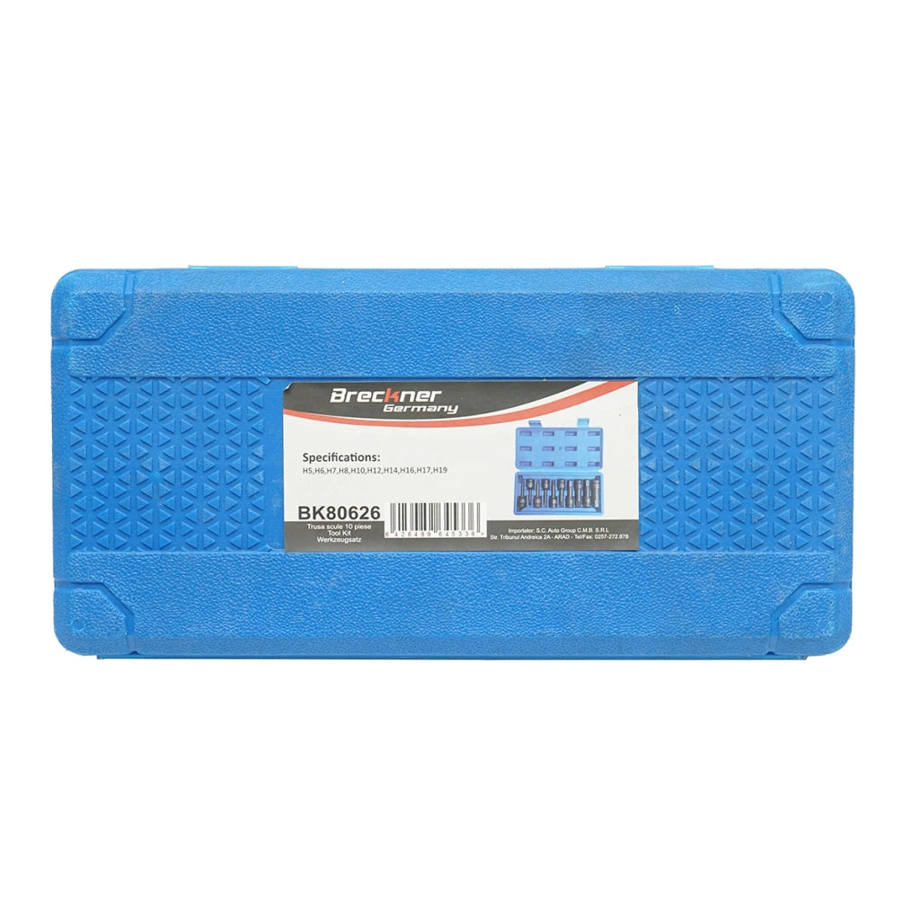 Set di chiavi a bussola da impatto esagonali con profilo Torx, 10 pezzi, Breckner Germany