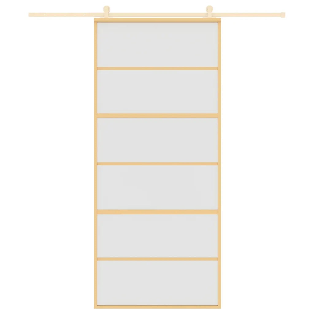 Porta Scorrevole Dorata 90x205 Vetro Smerigliato ESG Alluminio 155164