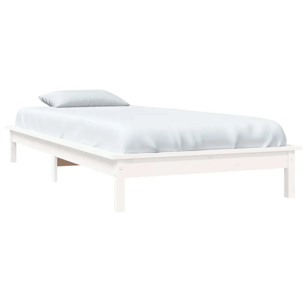 Giroletto-Struttura Letto Bianco 90x200 cm in Legno Massello di Pino