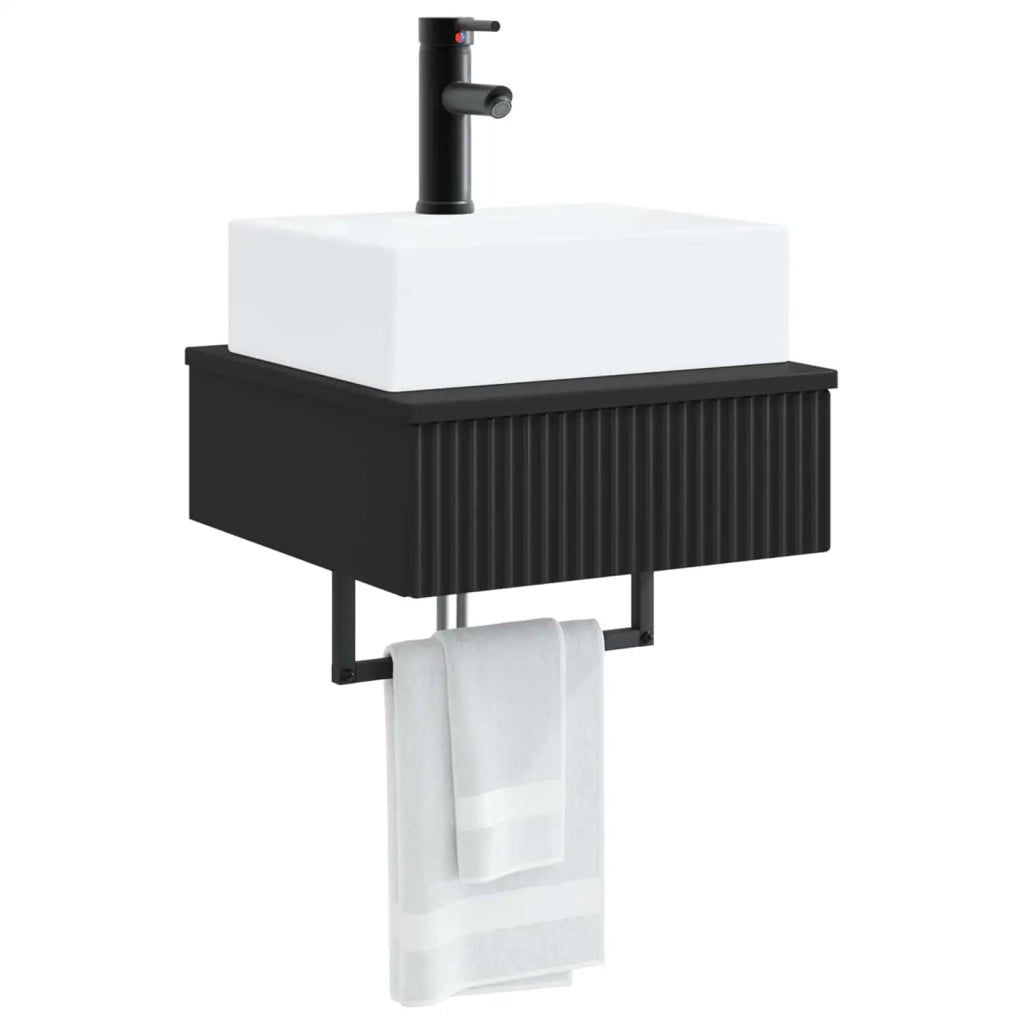 Lavabo da Parete Nero 40 x 41 x 39 cm Legno ingegnerizzato 890199