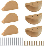 Maniglie per carico 100 mm - Mezza luna in legno - 6 pezzi - Duraturo legno di betulla - Facili e comodi da utilizzare - Stile classico di arredamento - Maniglie per cassetta
