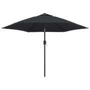 Ombrellone da esterno con LED e palo in acciaio nero da 300 cm 02_0008176