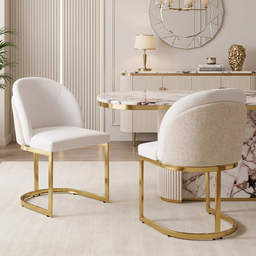 SEDIA da pranzo Set da 6 pezzi 59x52x85 cm Chenille Beige e Oro
