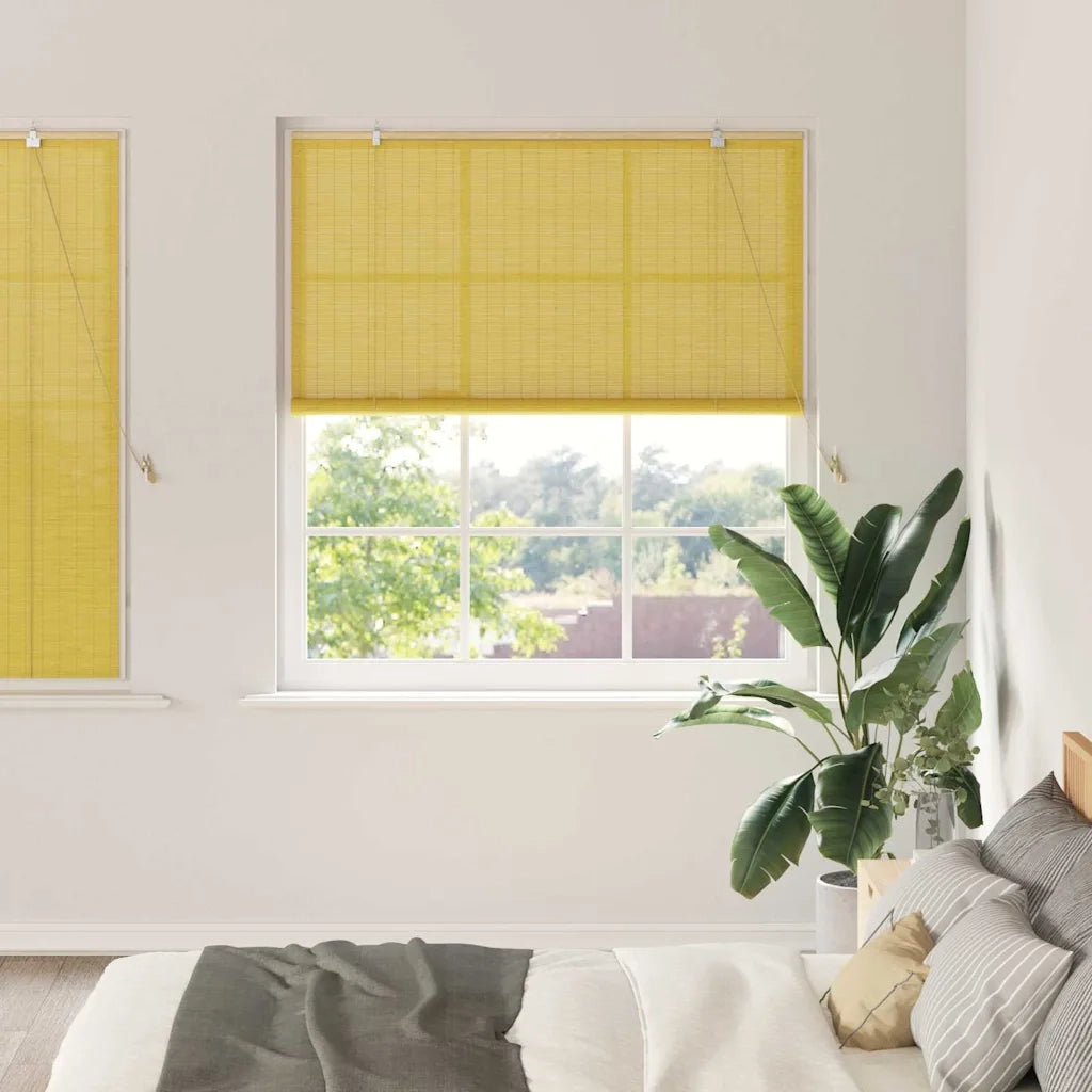 Tenda a rullo con tende Giallo 140 x 160 cm Bambù 42006874