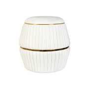 Pouf Doric 225 avorio e oro con lavorazione a pieghe