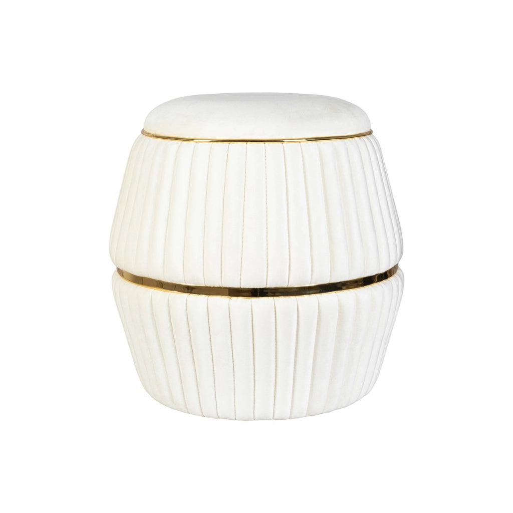 Pouf Doric 225 avorio e oro con lavorazione a pieghe