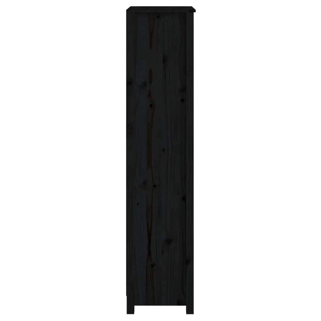 Libreria Nera 50x35x154 cm in Legno Massello di Pino 821718