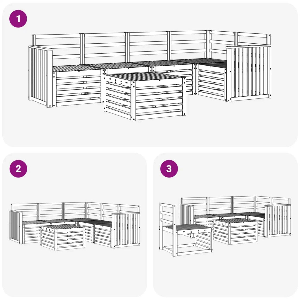 Set di divani da esterno 6 pcs Bianco 59 x 59 x 37 cm 3391869