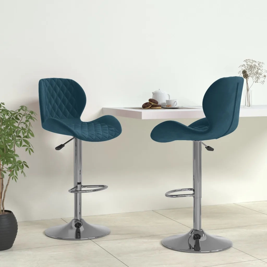 Sgabelli da Bar 2 pz Blu in Velluto 334915