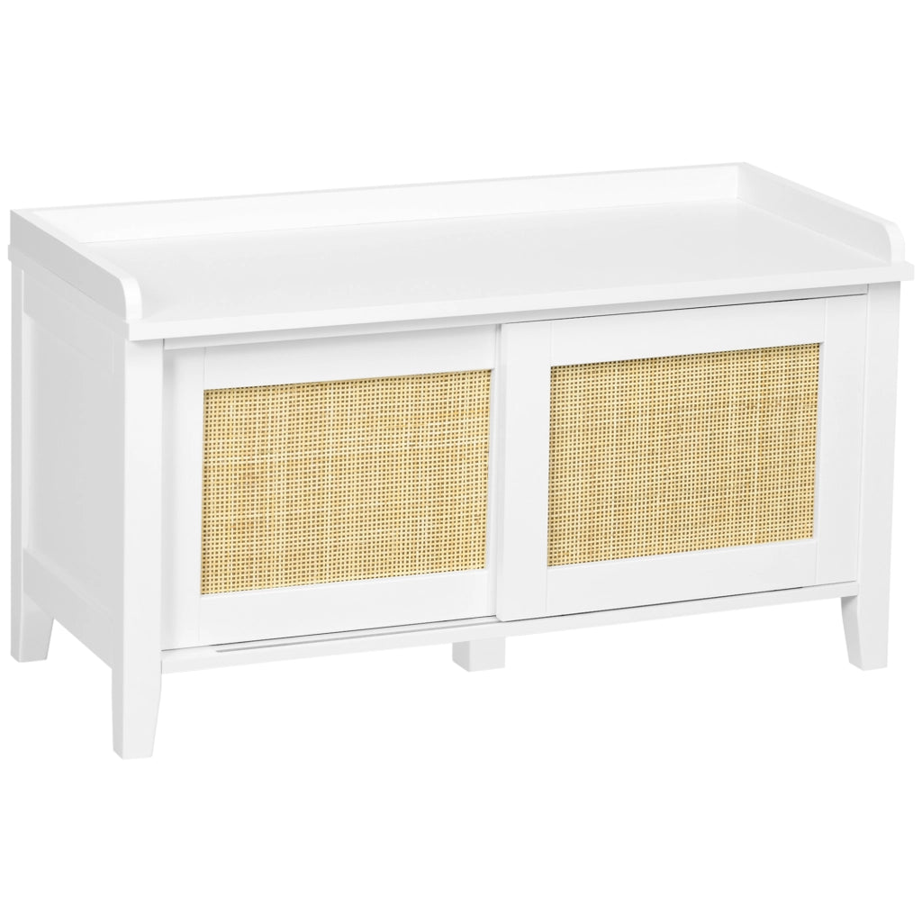 Scarpiera con porta scorrevole e ante intrecciate ¨C Xylo ¨C Bianco 80x35x45 cm