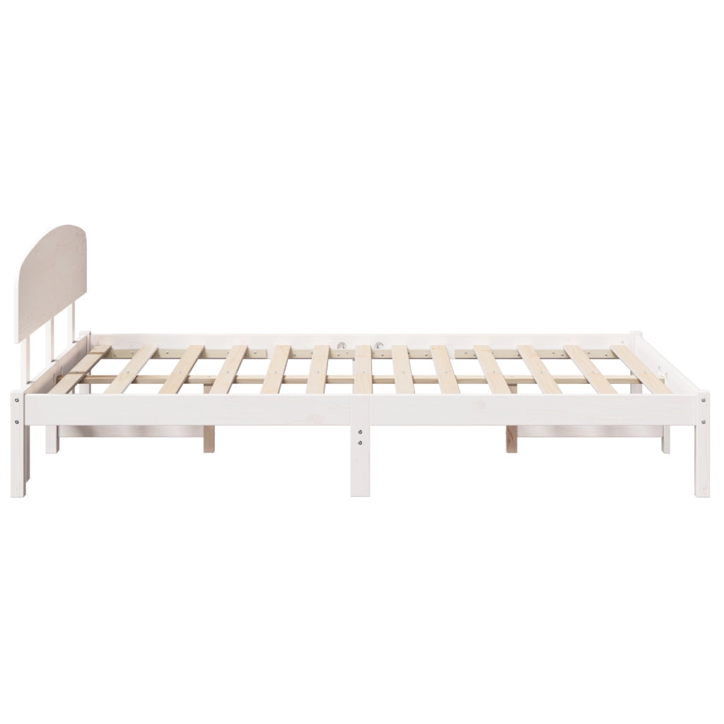 Struttura Letto con Testiera Bianca 135x190 cm in Legno Massello di Pino