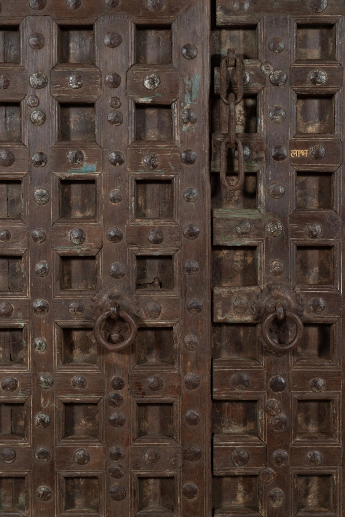 Biscottini Porta portone in legno massello e ferro da interno o da esterno vecchia e antica medievale