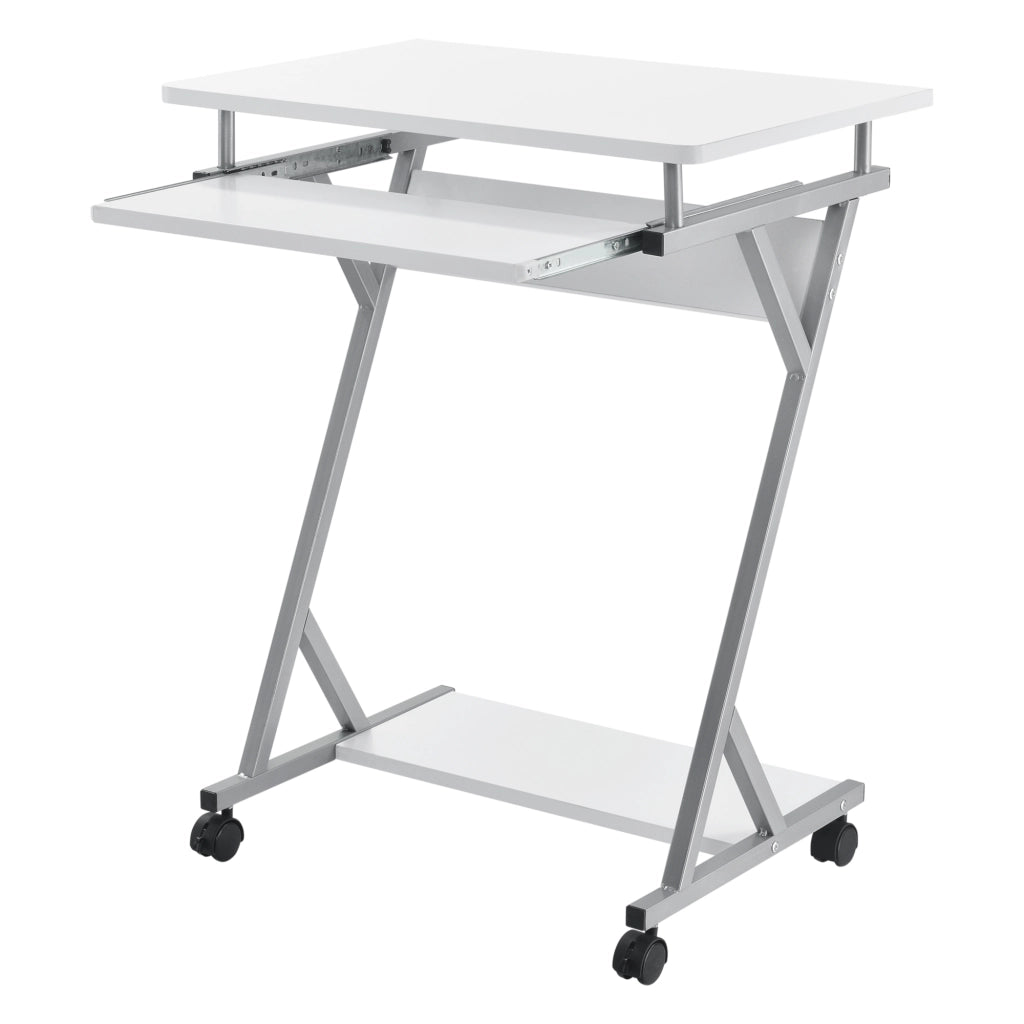Scrivania per Computer a Ruote con Tastiera Scorrevole e Ripiano 60 x 40 x 75 cm - Bianco [en.casa]
