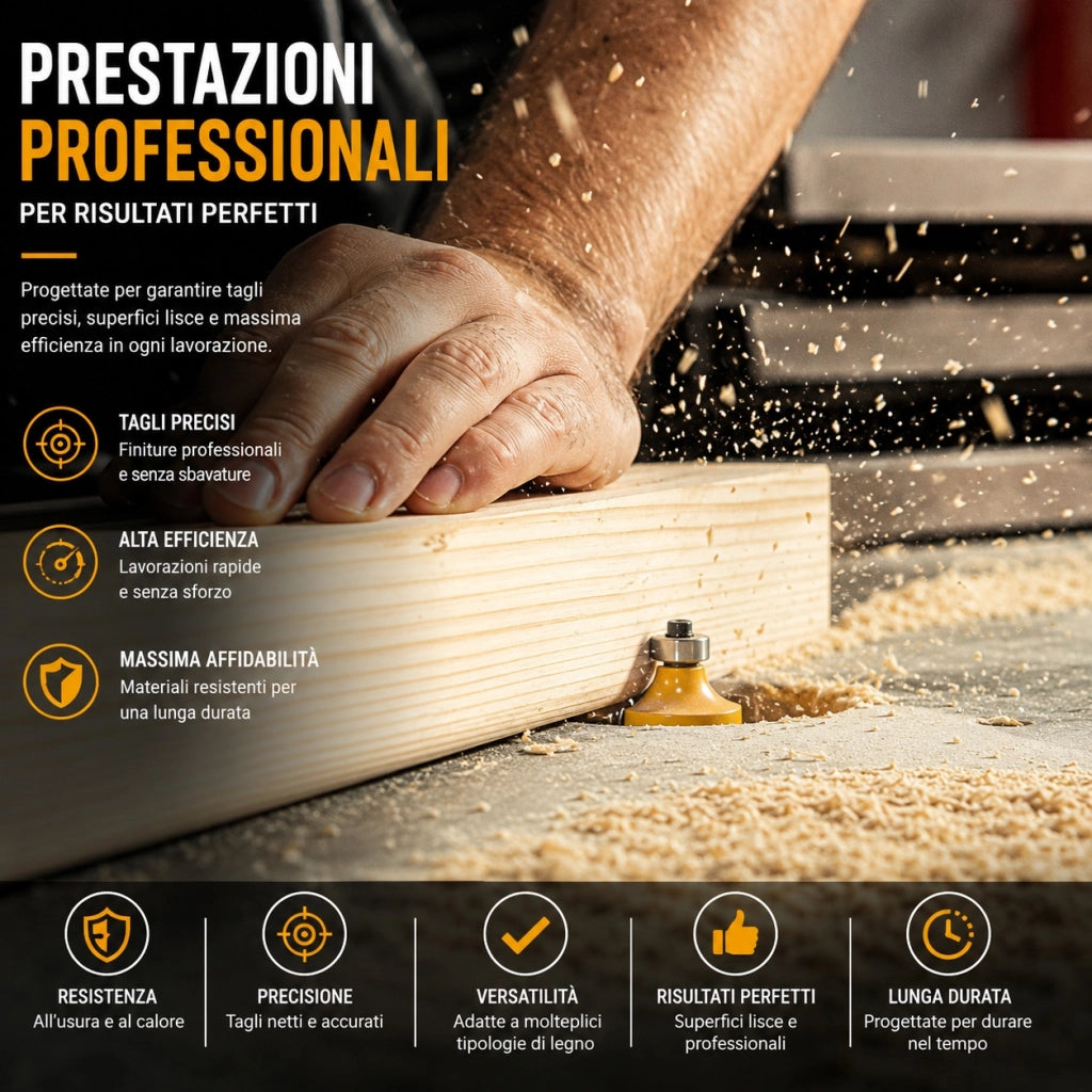 Kit Set 35 Frese Fresa Fresatrice Pantografo Punte per Legno Gambo 6 mm 610113