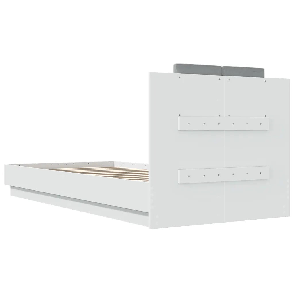 Giroletto con Testiera e LED-Struttura Letto con testiera Bianco 100x200 cm 879019
