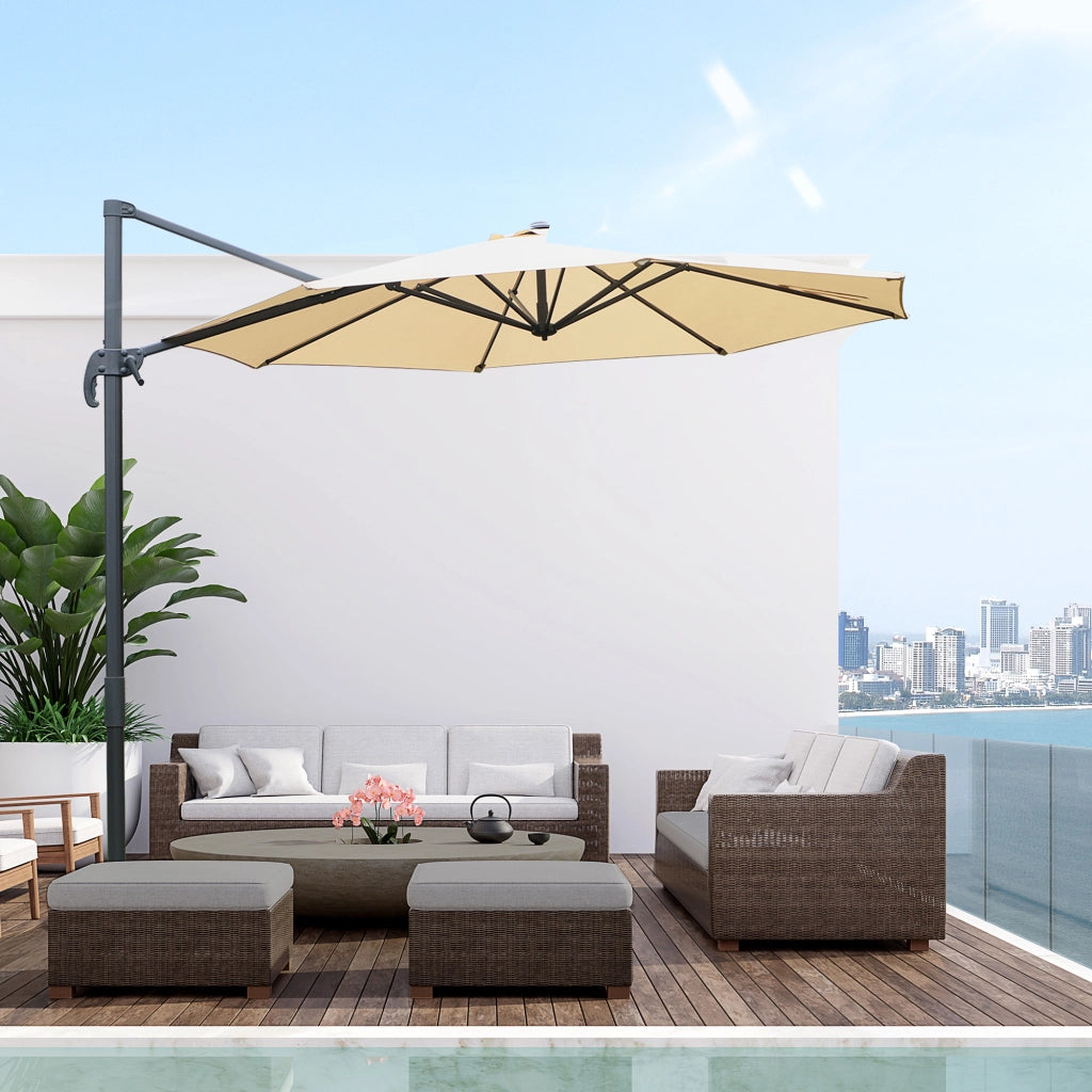 Ombrellone da giardino inclinabile rotante 360¡ã ¨C zephmum ¨C con piede a croce e 8 bracci