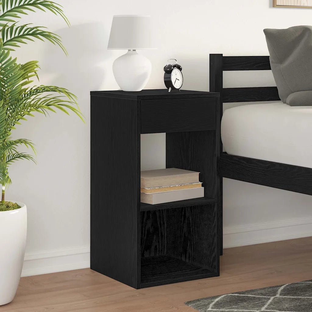Comodino con Cassetto Rovere Nero 35x34x66,5 cm 858715