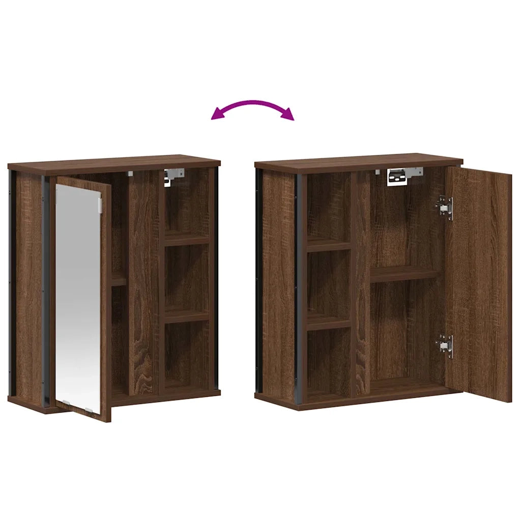 Pensile da Bagno con Specchio-Mobile bagno con specchio Rovere Marrone 50x21x60 cm