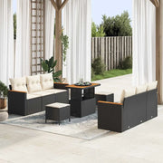 Set Divano da Giardino 11 pcs Nero e Crema polyrattan 3364950