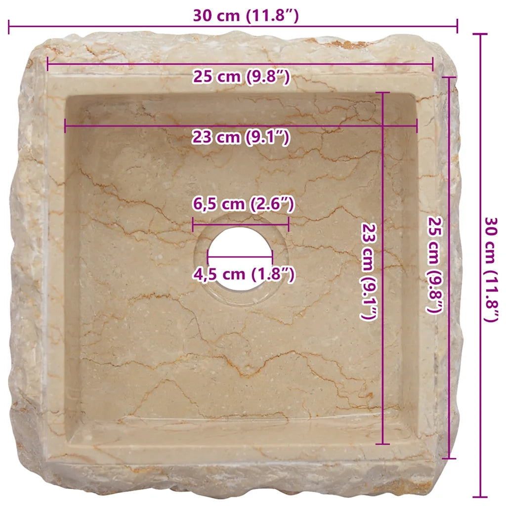 Lavandino Crema 30x30x13 cm in Marmo 149174