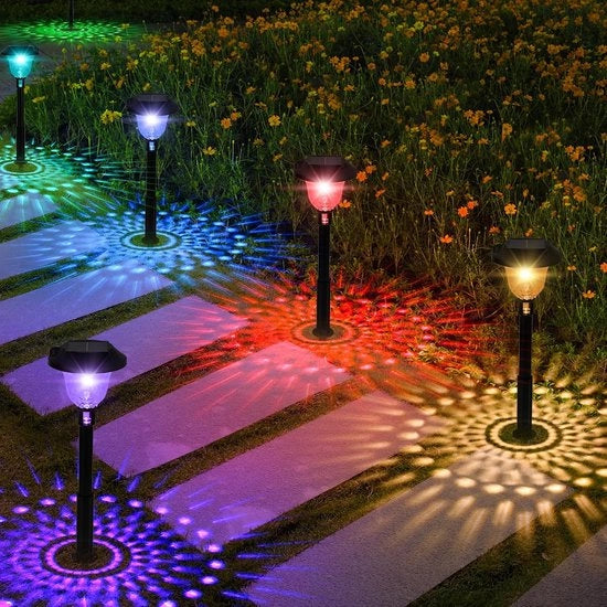 4 zonnelampen LED per esterno - con cavo terrestre - IP65 - impermeabile - per esterno - giardino - balcone - terrazzo - prato