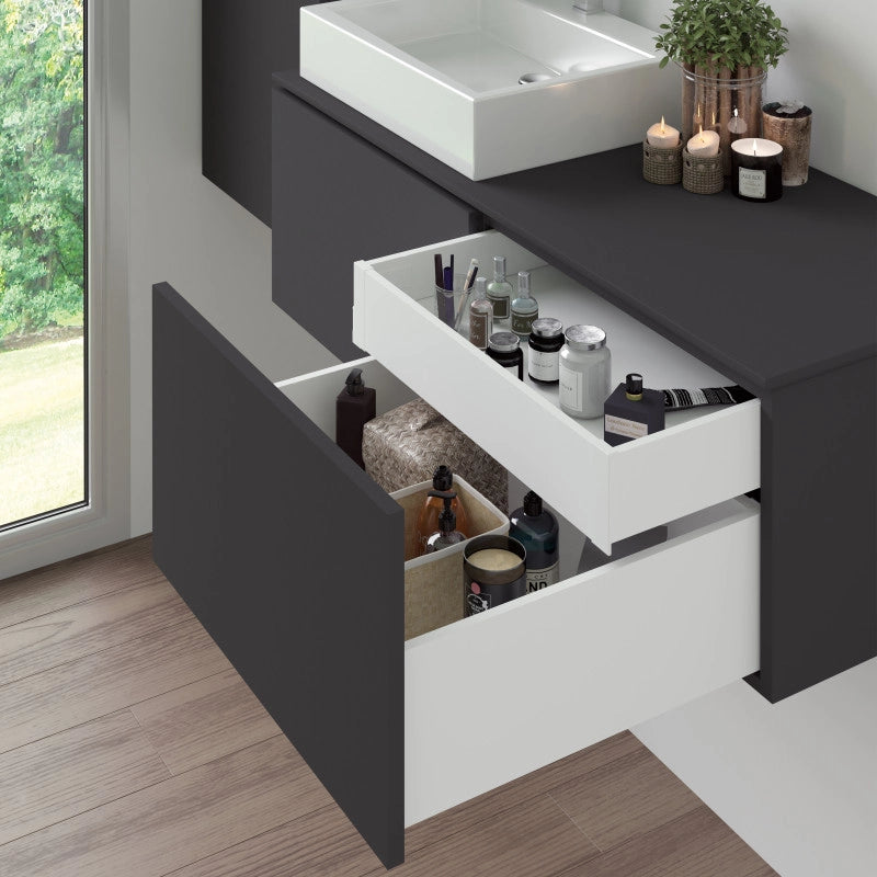 Cassetto esterno Vertex con regolazione 3D altezza 83mm, 40kg, profondità 500mm, Acciaio, Grigio antracite