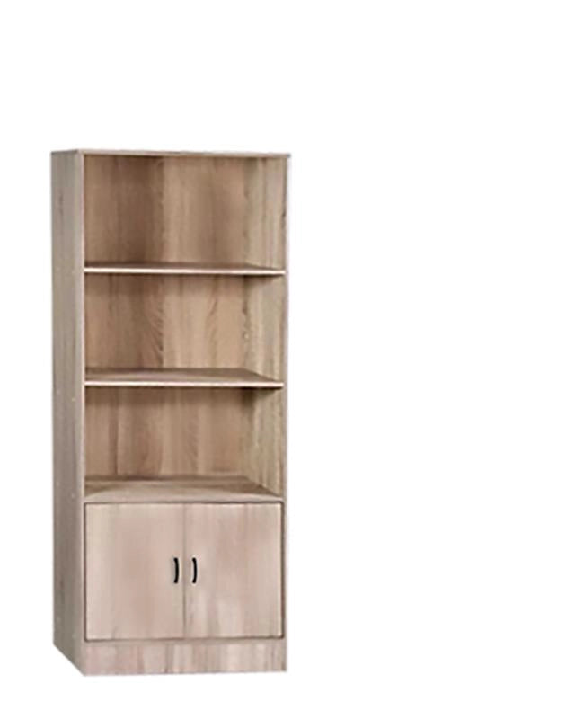 LIBRERIA IN MDF ROVERE CON TRE RIPIANI E DUE ANTE MISURE: 51X24X120CM