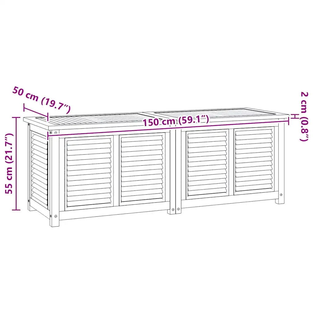 Contenitore Giardino con Borsa 150x50x55 cm Legno Massello Teak 363272
