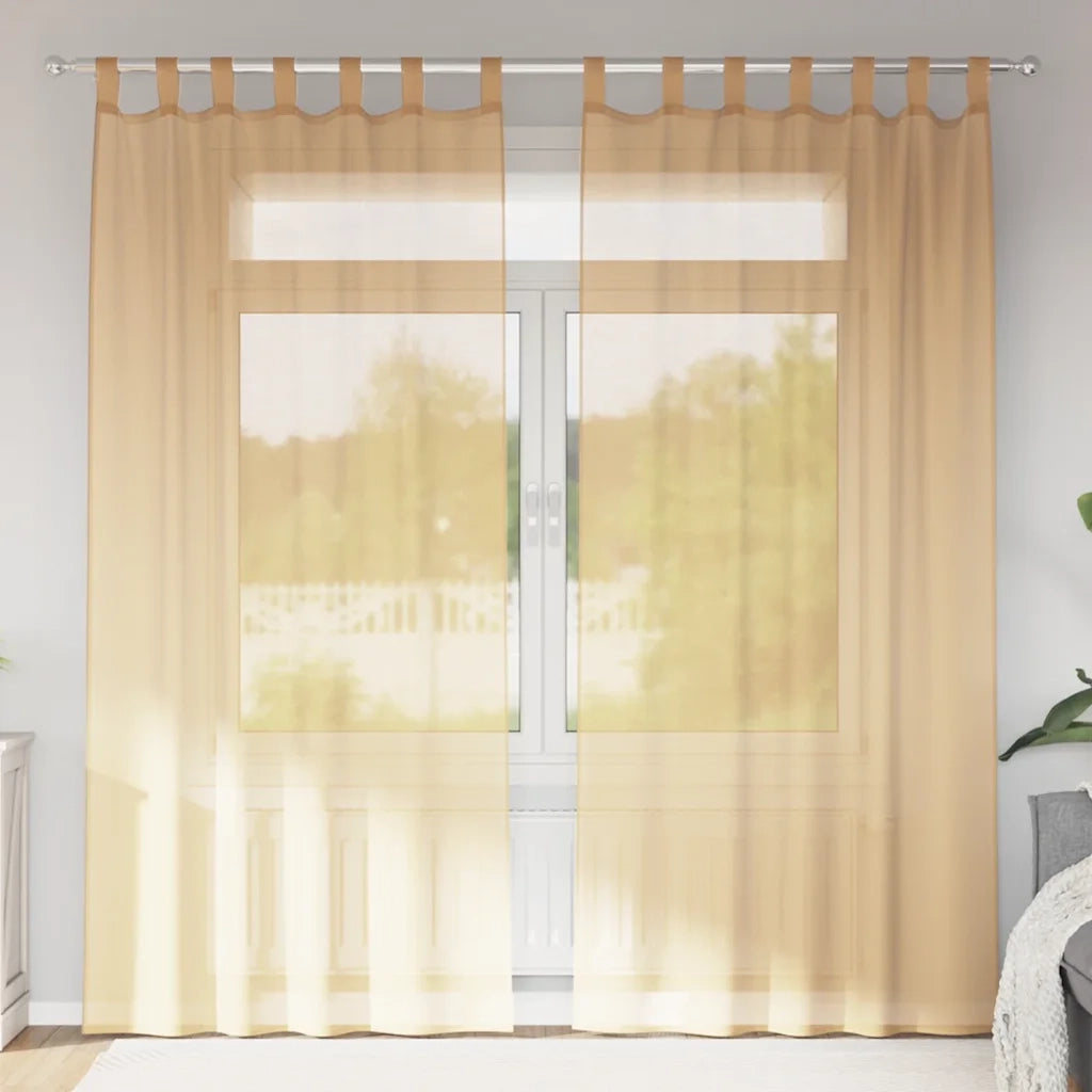 Tende in Voile con Passanti 2 pz Sabbia 140x245 cm