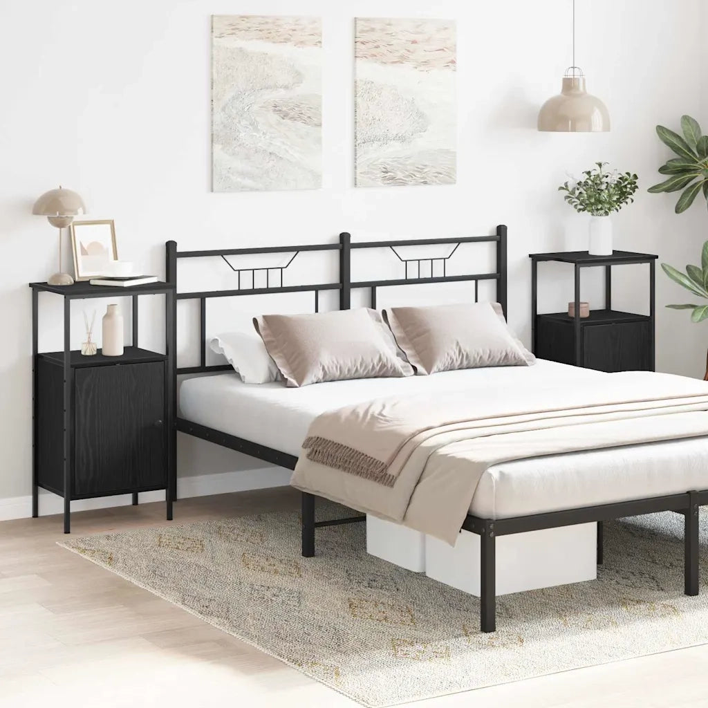 Set di 2 Comodini | Armadio da Notte | Mobiletto da notte Rovere Nero 41 x 31 x 80 cm