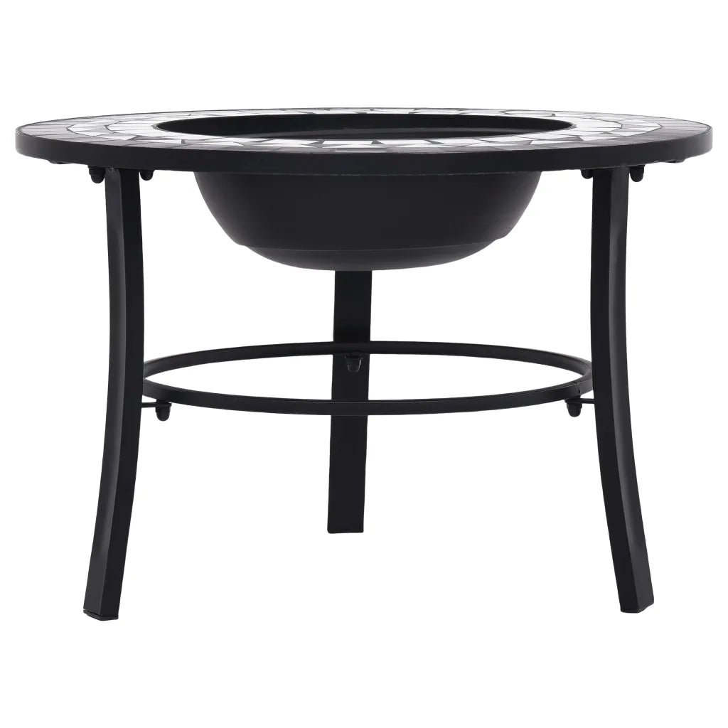 Braciere con Mosaico Nero e Bianco 68cm in Ceramica CFW5036400