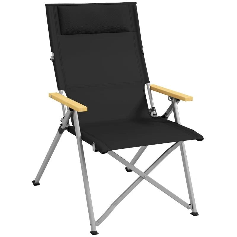 SEDIA DA CAMPEGGIO PIEGHEVOLE CON SCHIENALE REGOLABILE, IN ALLUMINIO E POLIESTERE 74X59.5X98 CM, NERO