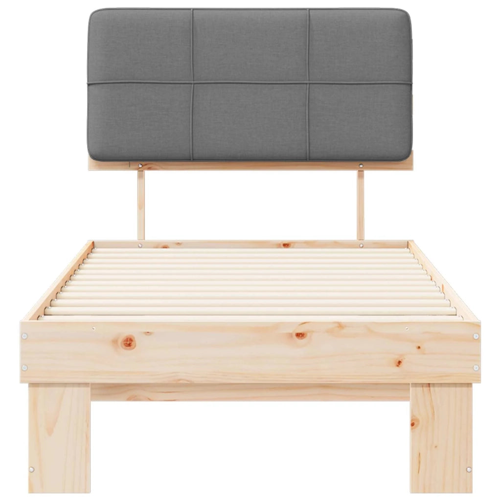 Letto con Testiera Rivestita Grigio chiaro 90 x 190 cm