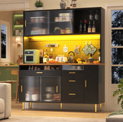 Mobile alto multifunzione con LED e ante scorrevoli in vetro