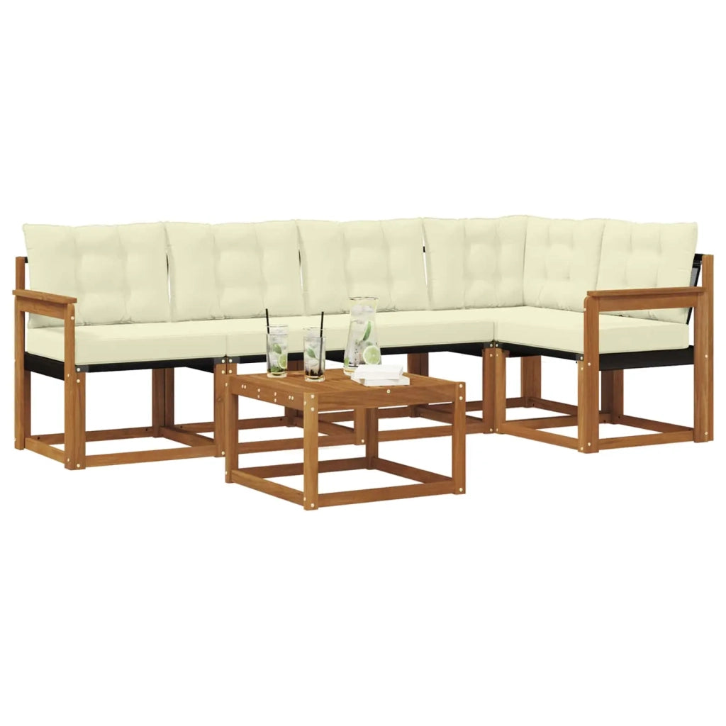 Set di divani da esterno con cuscino 6 pcs Naturale e Crema