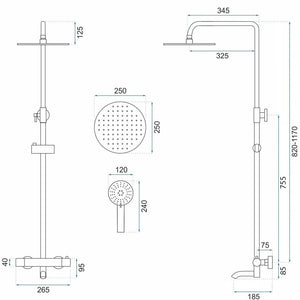 Set Doccia Da Incasso Con Termostatato Lungo Black Metallic