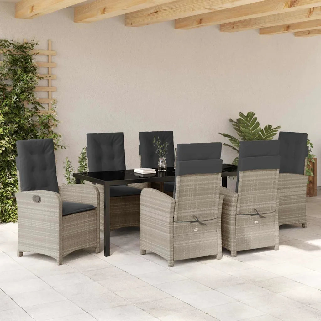 Set da Pranzo per Giardino 7 pcs Grigio chiaro polyrattan 3380300