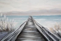 Dipinto Su Tela Pontile cm 120X3,8X80