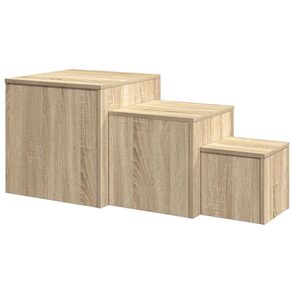 Tavolini 3 pz | Tavolo laterale Rovere Sonoma in Truciolato