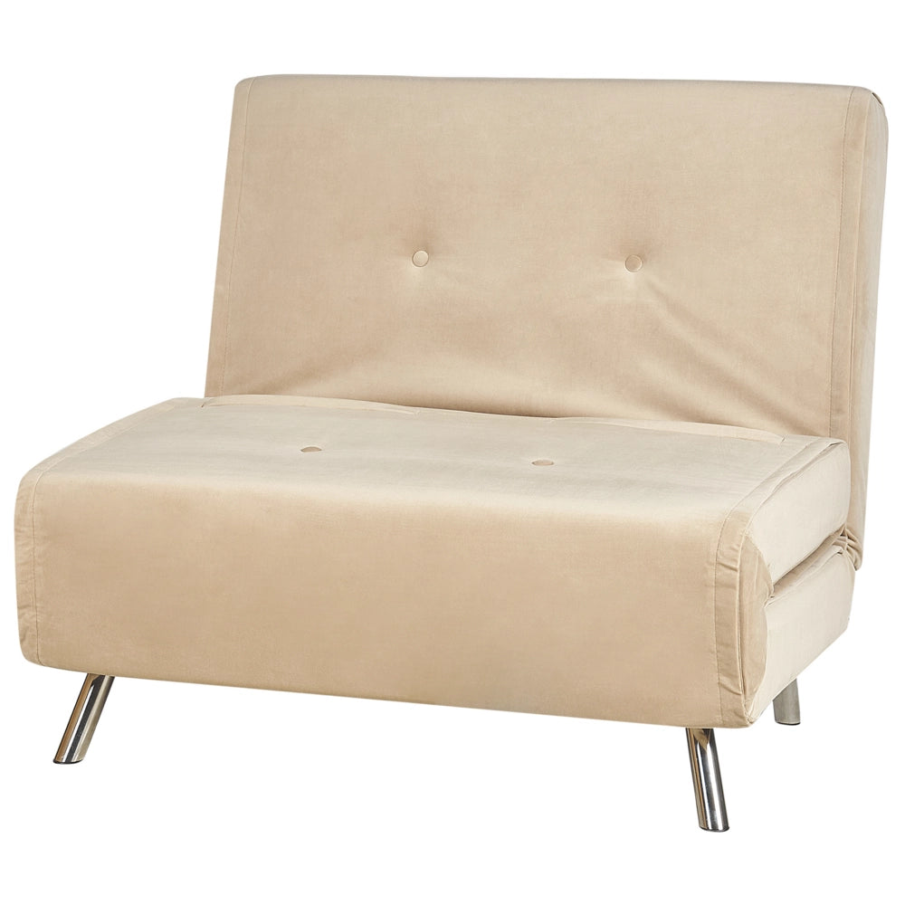 Divano letto di colore beige velluto imbottito poltrona letto singolo pieghevole soggiorno