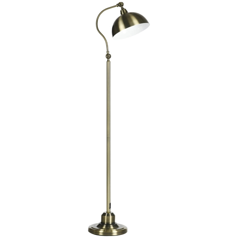 Lampada da terra vintage in metallo, finitura bronzo, paralume orientabile, attacco E27