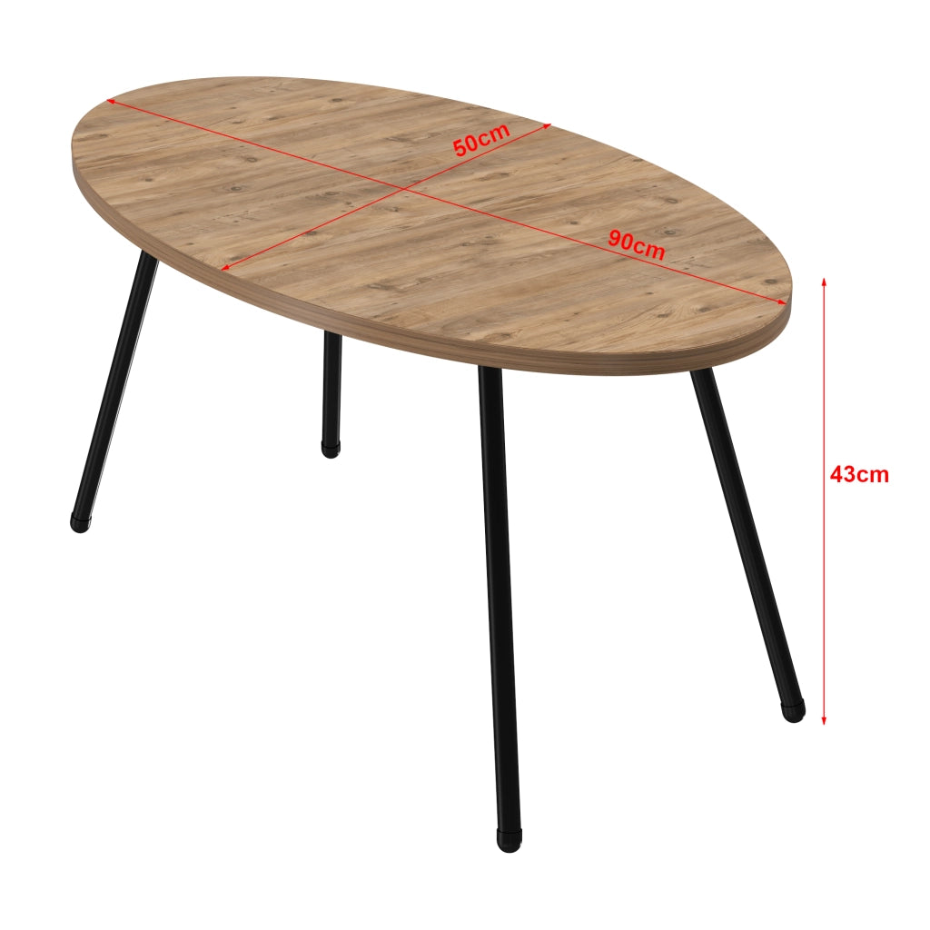 Tavolino Basso da caffè 'Skærbæk' (AxLxP) 43 x 90 x 50 cm Tavolino da Salotto con Piano Ovale in color Legno [en.casa]