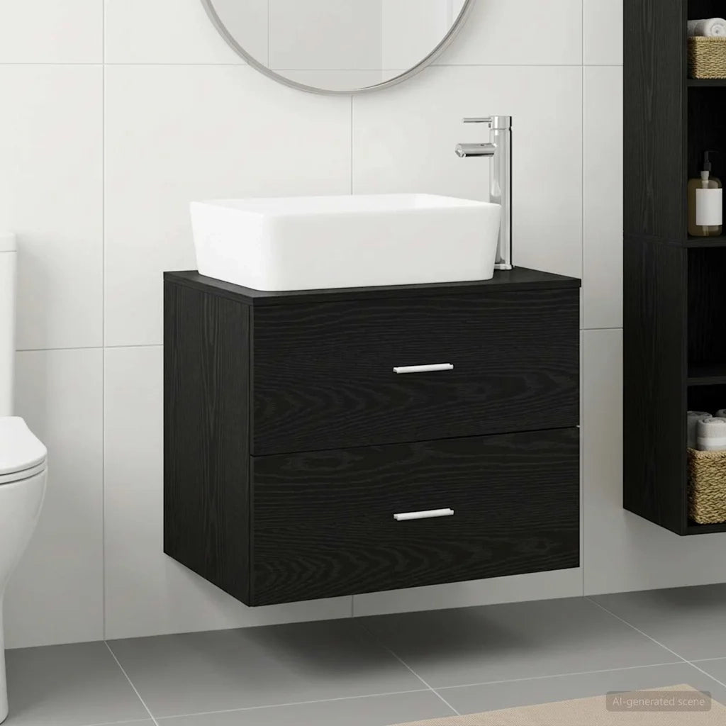 Set di mobili per il bagno Rovere Nero Legno ingegnerizzato 3404391