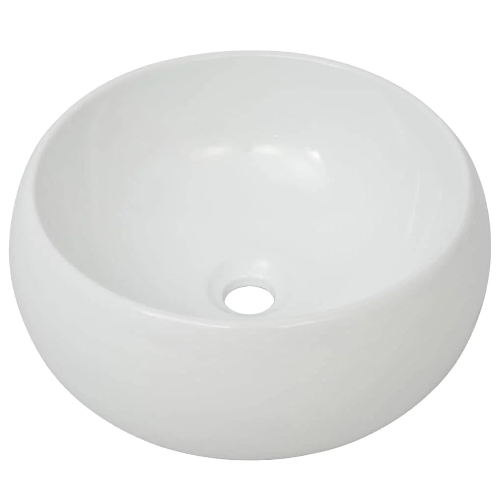 Lavabo da bagno diametro 40 cm con miscelatore tondo in ceramica bianca 02_0002841