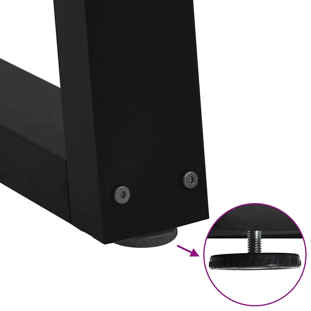 Set di 3 gambe per tavolo da pranzo a forma di V 80 x 72-73,3 cm con piedini regolabili stile moderno acciaio nero 02_0056876