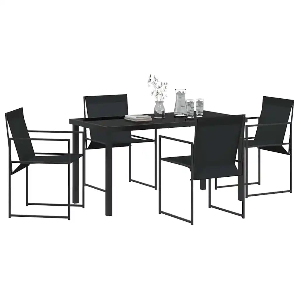 Set da Pranzo per Giardino 5 pcs Nero