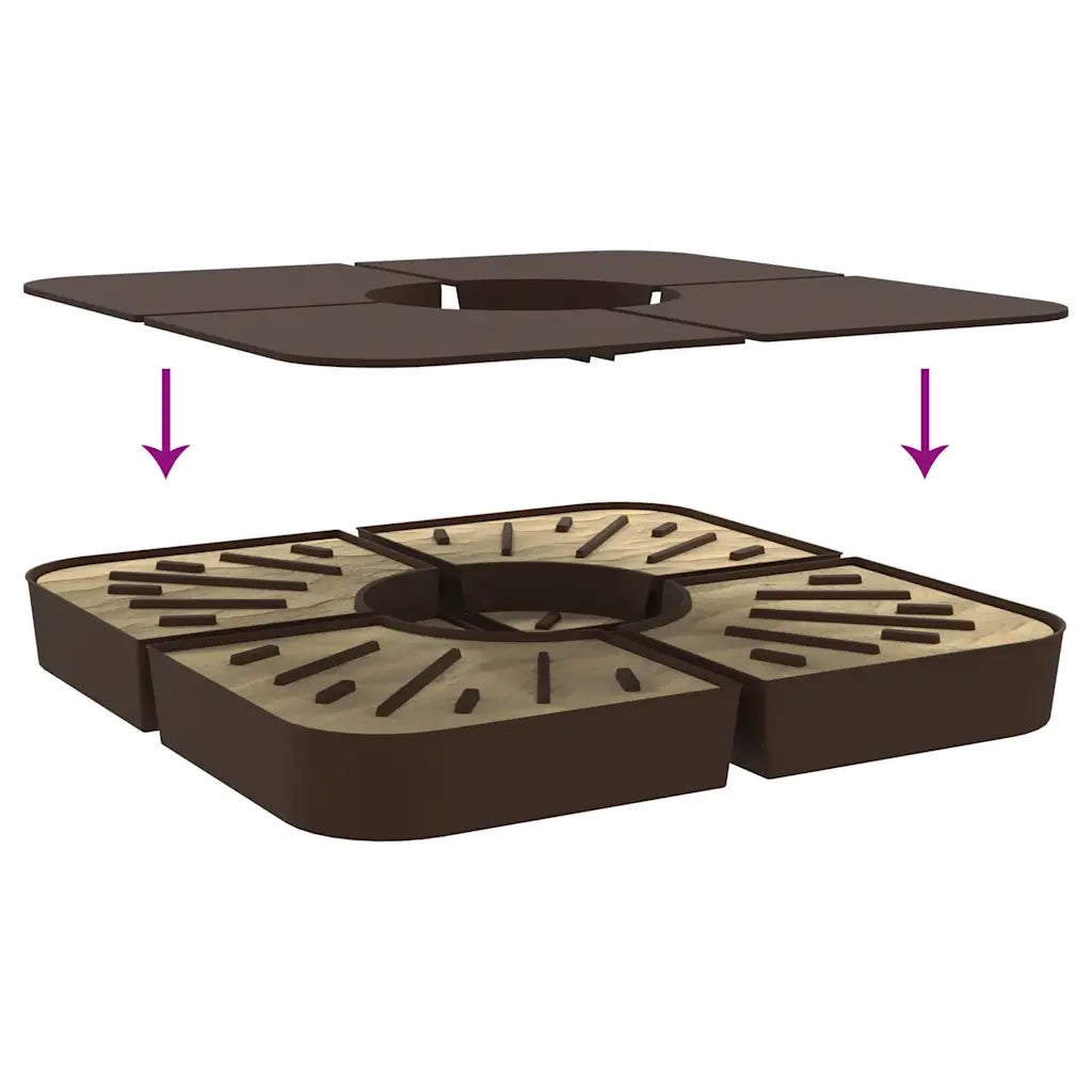 Set Base per Ombrellone-Supporto per ombrellone 4 pz con Supporto a Croce 100 kg PP 589825